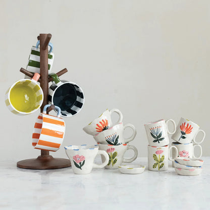 Hand-Painted Stoneware Striped Mug