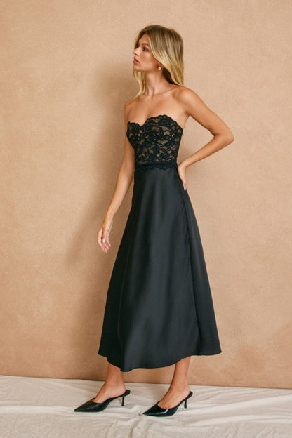 Midnight Lace Midi Dress