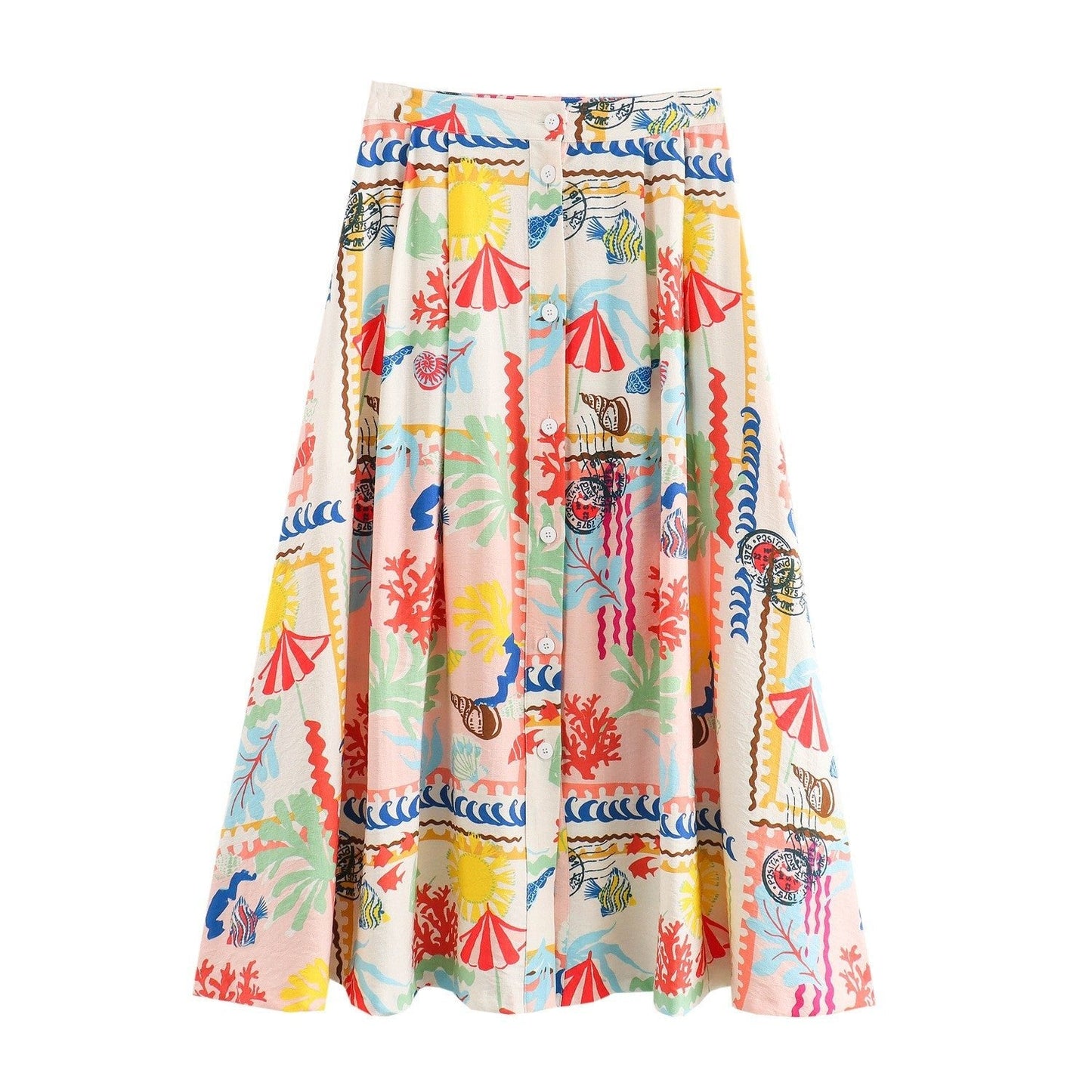 Vacation Printed Print Midi Maxi Skirt Set