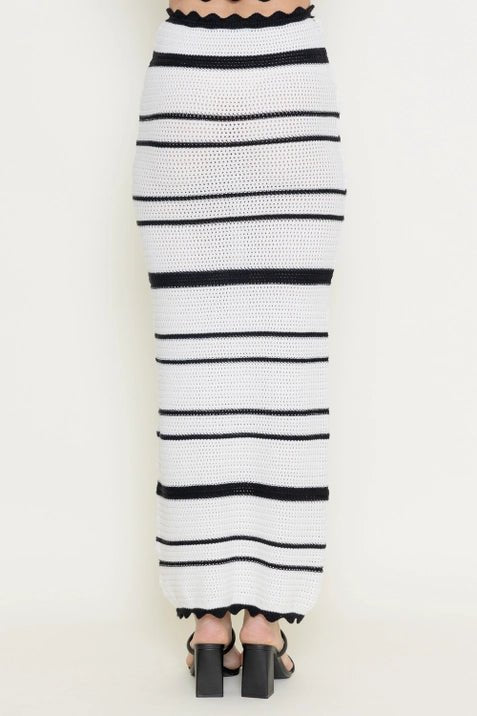 Summer Resort Striped Crochet Maxi Skirt